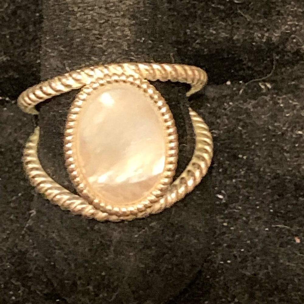 Silver tone ring with moonstone